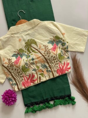 Pure Khadi Cotton Sarees With Stitched Blouse (8)