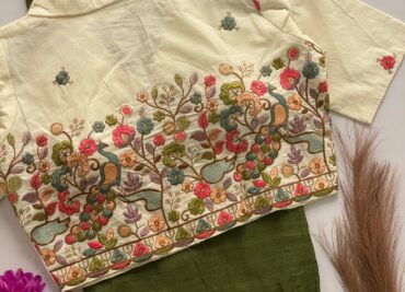 Pure Khadi Cotton Sarees With Stitched Blouse (9)