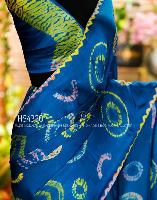 Pure Modal Silk Handmade Shibori Work Sarees (5)