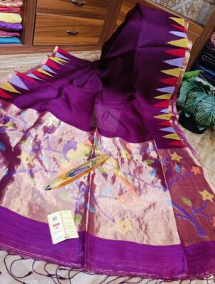 Pure Muslin Temple Border Sarees (18)