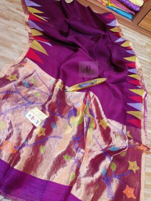 Pure Muslin Temple Border Sarees (3)