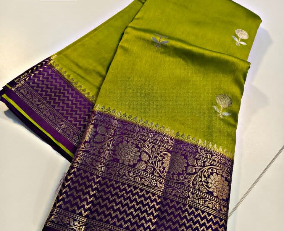 Semi Raw Mango Silk Sarees With Blouse (2)