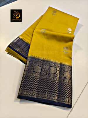 Semi Raw Mango Silk Sarees With Blouse (3)