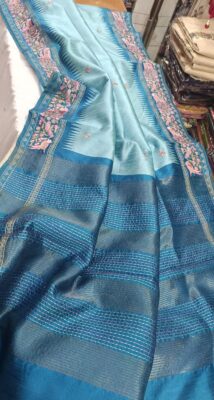 Tussar Silk Embroidary Sarees With Blouse. (10)