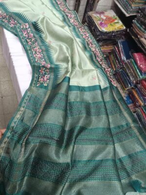 Tussar Silk Embroidary Sarees With Blouse. (11)