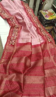 Tussar Silk Embroidary Sarees With Blouse. (12)
