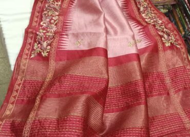 Tussar Silk Embroidary Sarees With Blouse. (12)