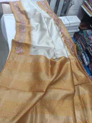 Tussar Silk Embroidary Sarees With Blouse. (13)