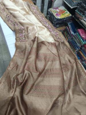 Tussar Silk Embroidary Sarees With Blouse. (5)