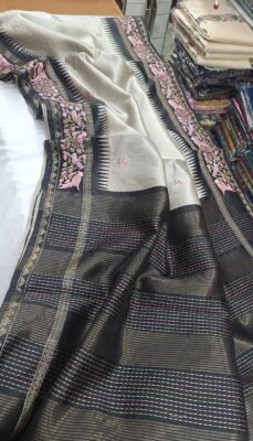 Tussar Silk Embroidary Sarees With Blouse. (9)
