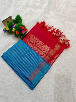 Pure Border Less Sarees With Blouse (5)