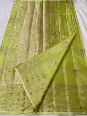 Banarasi Premium Munga Crepe Sarees With Blouse (6)