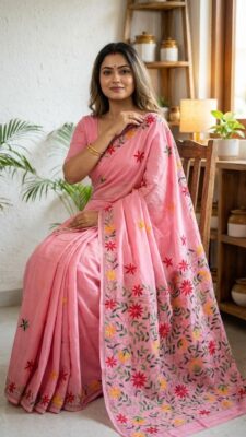 Beautiful Chanderi Hand Work Sarees (1)