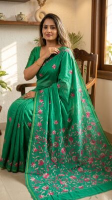 Beautiful Chanderi Hand Work Sarees (10)