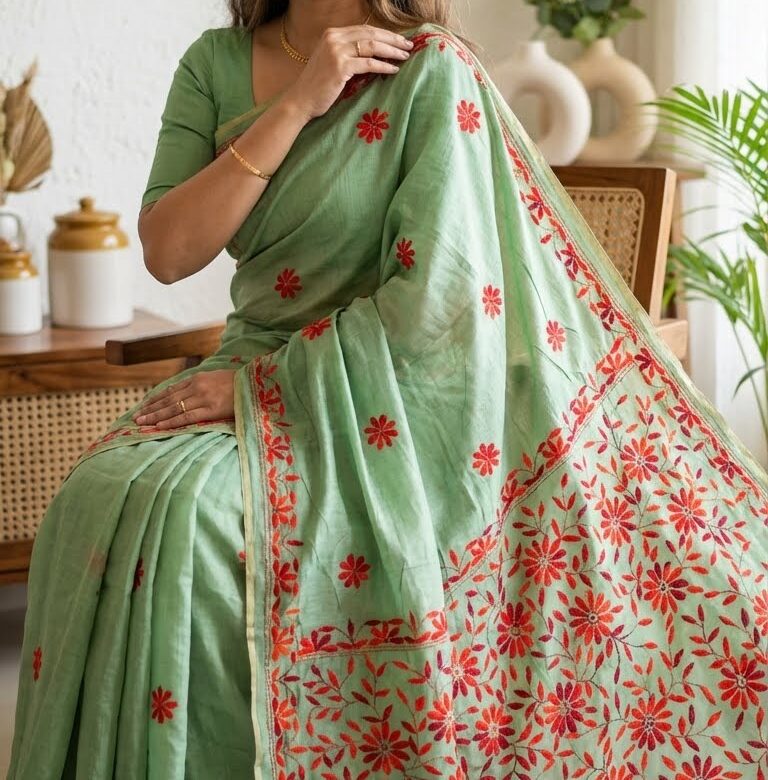 Beautiful Chanderi Hand Work Sarees (12)
