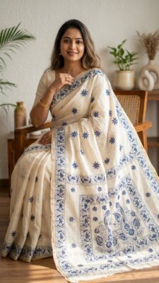 Beautiful Chanderi Hand Work Sarees (17)