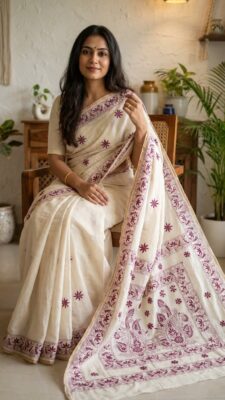 Beautiful Chanderi Hand Work Sarees (21)