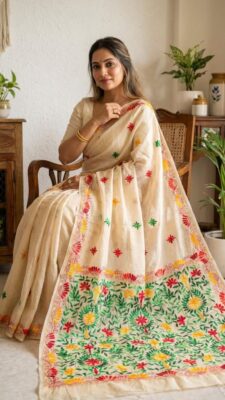 Beautiful Chanderi Hand Work Sarees (3)