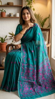Beautiful Chanderi Hand Work Sarees (5)