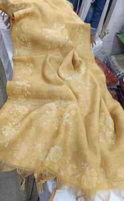Beautiful Linen Tissue Zari Work Sarees (1)