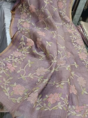 Beautiful Linen Tissue Zari Work Sarees (10)