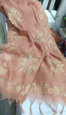 Beautiful Linen Tissue Zari Work Sarees (3)