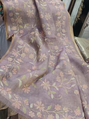 Beautiful Linen Tissue Zari Work Sarees (9)