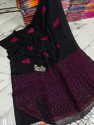 Exclusive Linen Sequence Jamdhani Sarees (4)