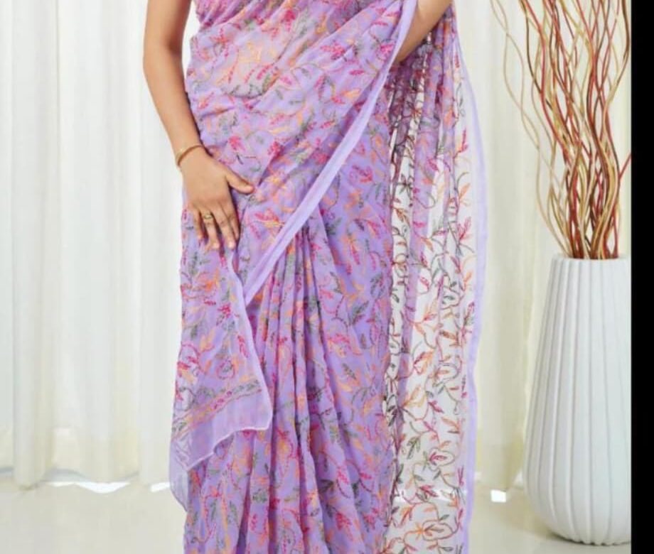Georgette Tepchi Sarees With Blouse (3)
