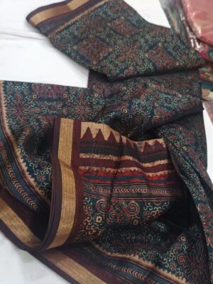 Latest Chanderi Ajrakh Printed Sarees (17)