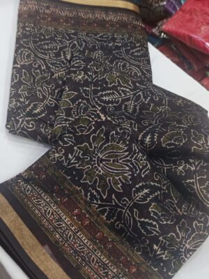 Latest Chanderi Ajrakh Printed Sarees (22)