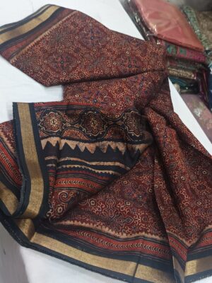 Latest Chanderi Ajrakh Printed Sarees (7)