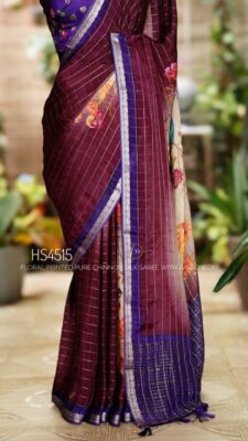 Latest Chinno Silk Sarees With Contrast Border (8)
