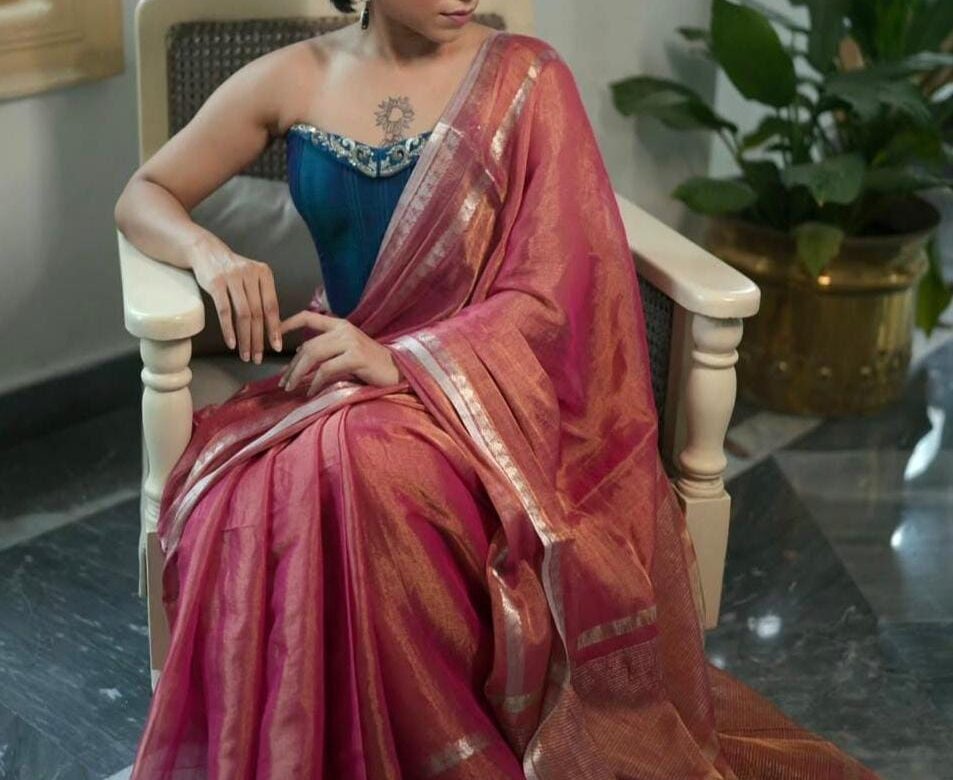Latest Tissue Temple Border Sarees (1)