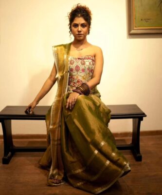 Latest Tissue Temple Border Sarees (3)