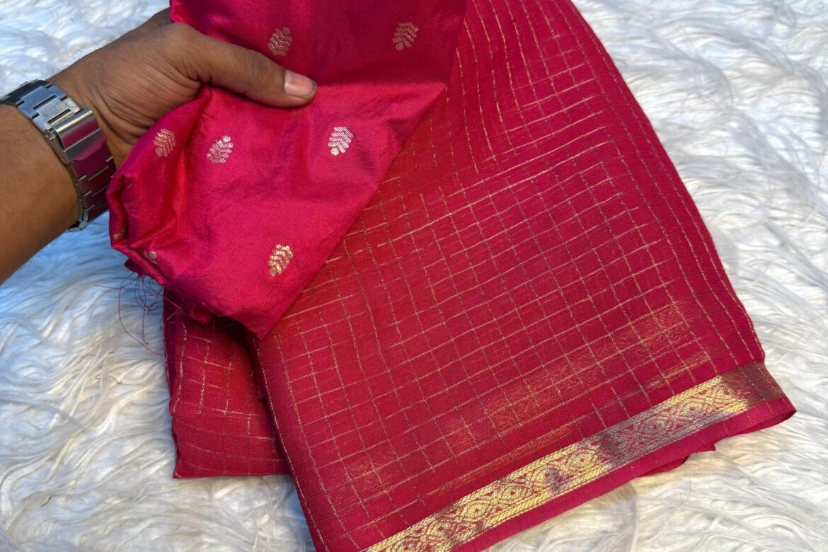Latest Viscose Checks Georgette Sarees (1)