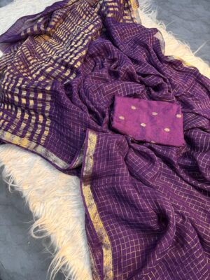 Latest Viscose Checks Georgette Sarees (10)
