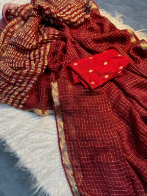 Latest Viscose Checks Georgette Sarees (3)