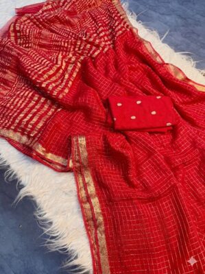 Latest Viscose Checks Georgette Sarees (4)
