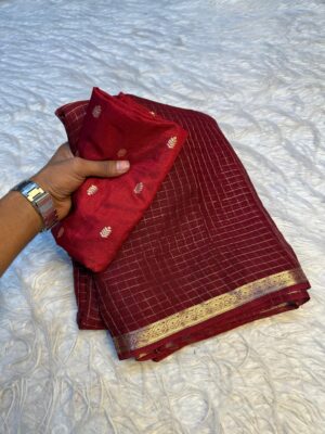 Latest Viscose Checks Georgette Sarees (5)