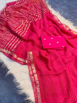 Latest Viscose Checks Georgette Sarees (6)