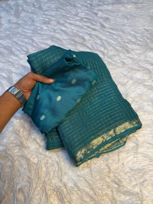 Latest Viscose Checks Georgette Sarees (7)