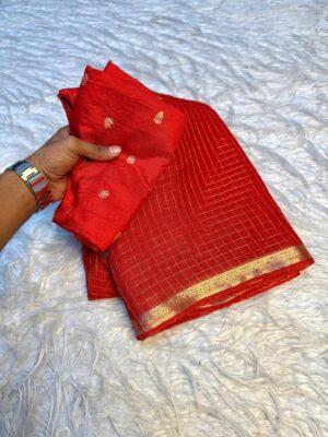 Latest Viscose Checks Georgette Sarees (9)