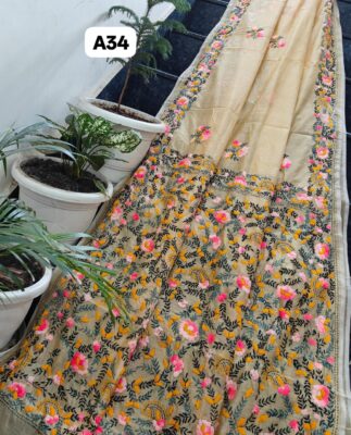 Linen Chanderi Sarees With Blouse (11)