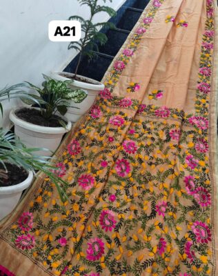 Linen Chanderi Sarees With Blouse (14)
