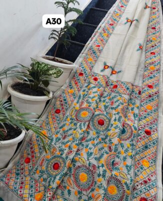 Linen Chanderi Sarees With Blouse (3)