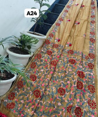 Linen Chanderi Sarees With Blouse (7)