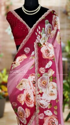 Pure Chinnon Sarees With Heavy Work (3)