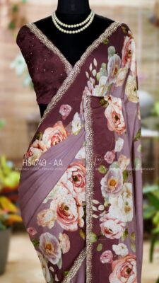 Pure Chinnon Sarees With Heavy Work (9)