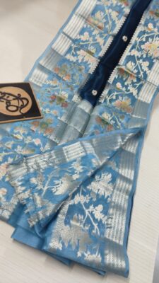 Pure Green Mango Silk Meenakari Sarees (1)